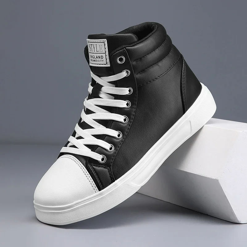 Bold blue men's high-top sneakers, dynamic comfort, perfect for casual and athletic street style.