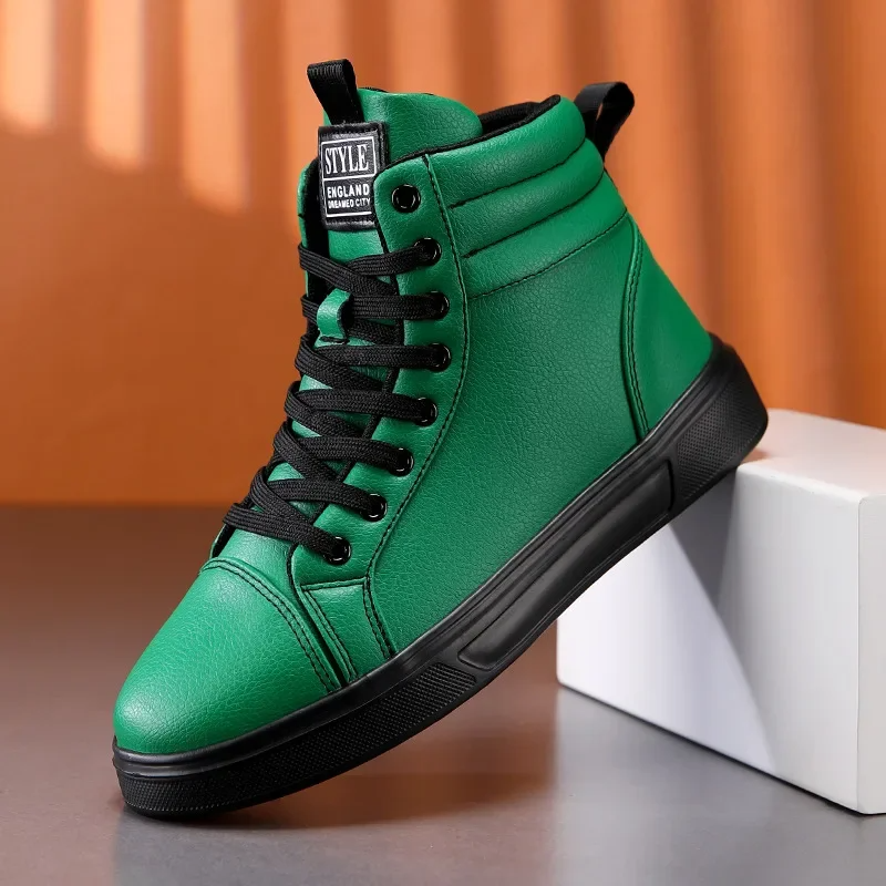 Stylish men's high-top sneakers, dynamic comfort & bold design, perfect for street style footwear.
