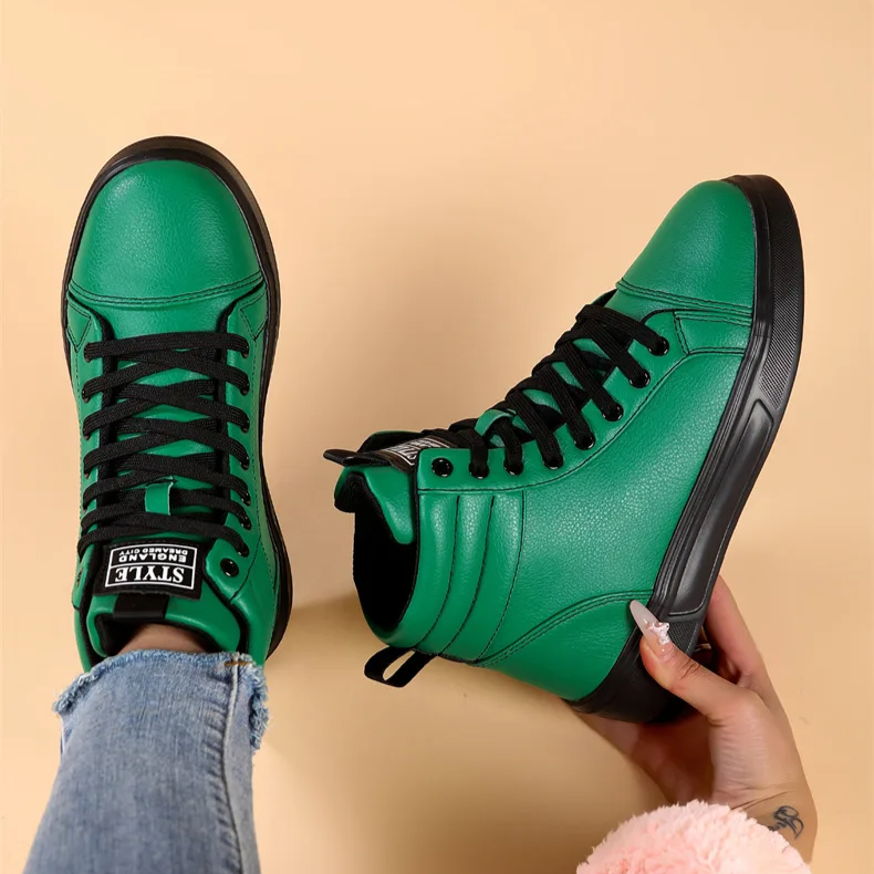 Bold red men's high-top sneakers, dynamic comfort for athletic and casual street style footwear.