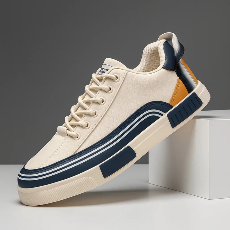 Mens lace-up casual sneakers with cushioned sole for all-day comfort & dynamic street style.