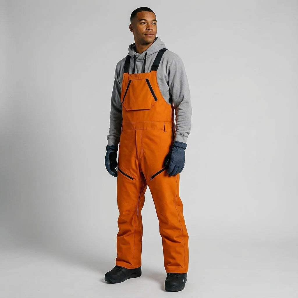 Detailed view of Eddie men's ski pants showcasing durable, breathable outdoor gear material