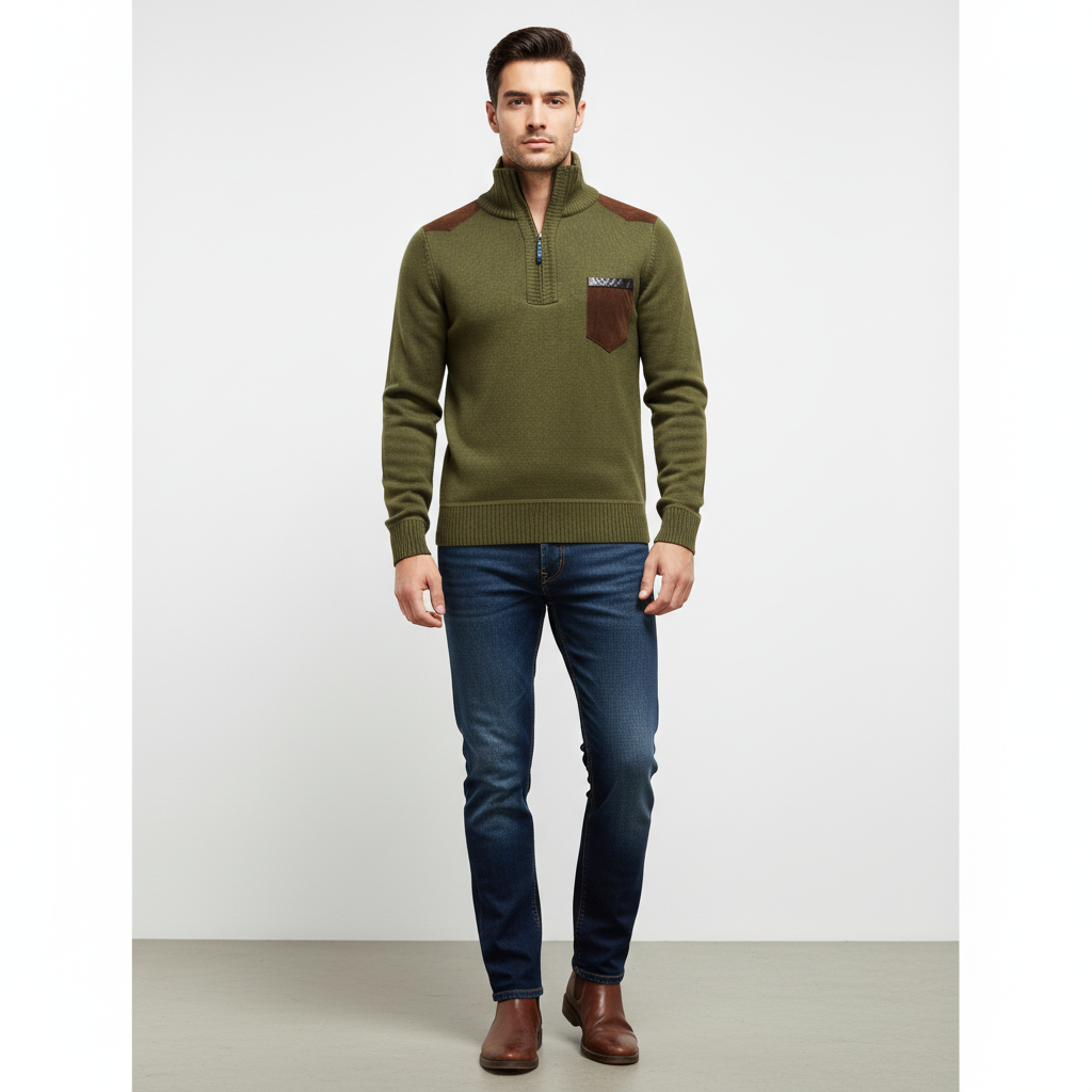 Men's comfortable long-sleeve jumper, polyester blend, perfect for layering in autumn
