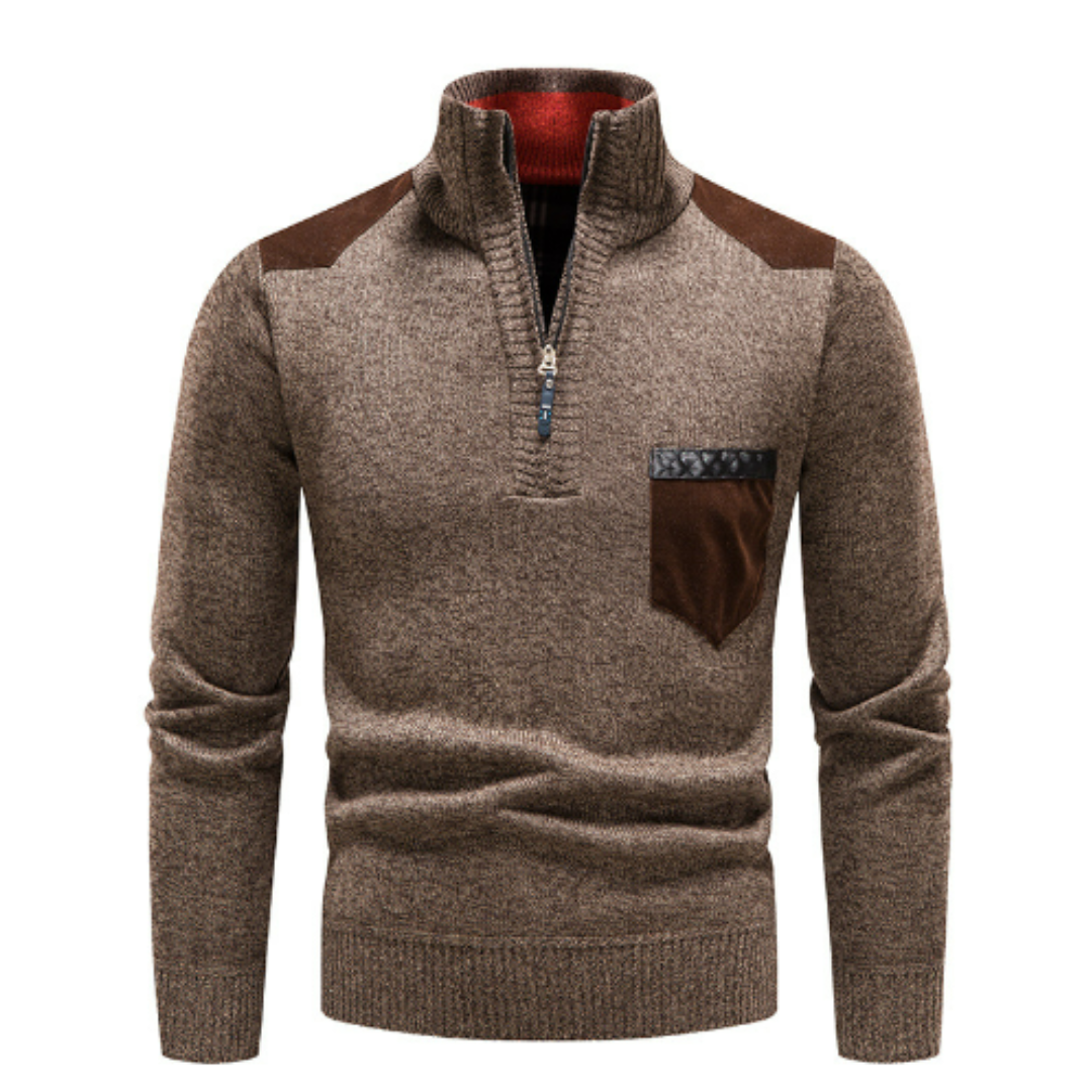Men's apparel: long-sleeve jumper with distinctive edge zipper, suitable for winter