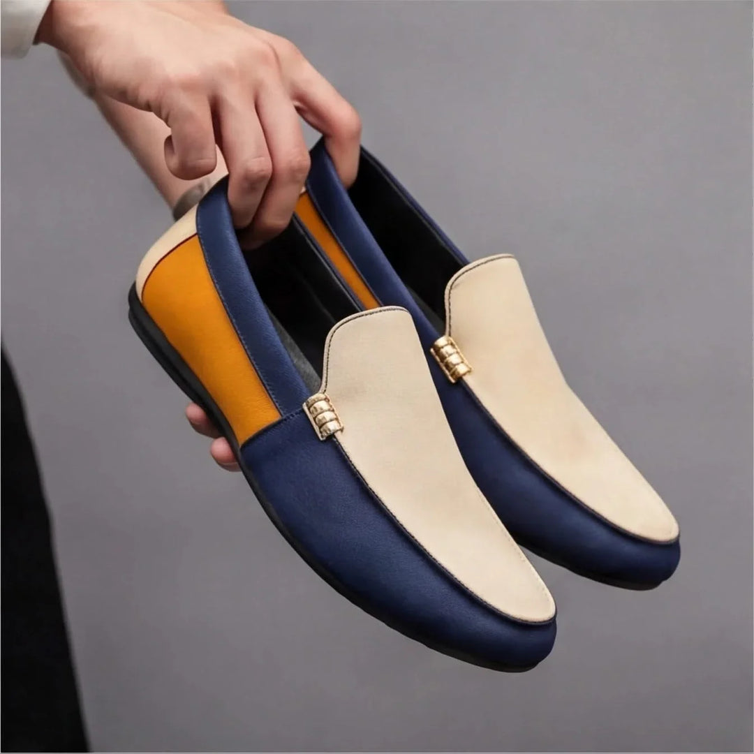 Side view of men's slip-on loafers, highlighting the comfortable sole and durable construction.