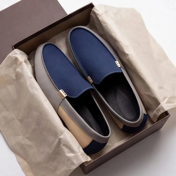 Men's slip-on loafers in blue, designed for effortless wear, ultimate comfort, and a relaxed casual look.