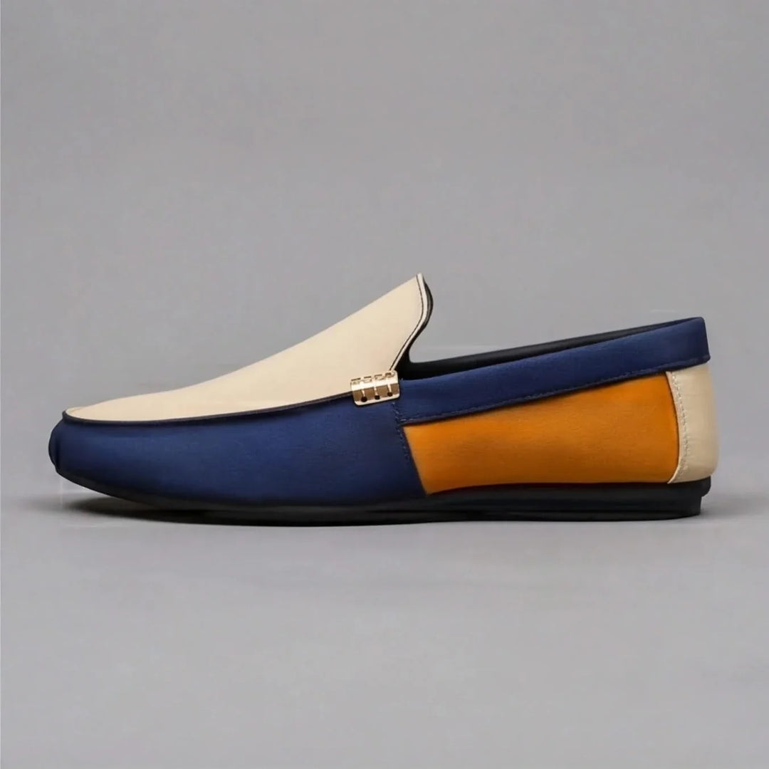 Men's comfortable footwear: blue slip-on loafers, perfect for summer shoes and casual outings.