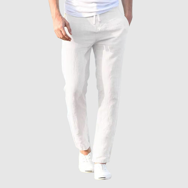 Men's effortless relaxed fit comfort pants with drawstring waist, ideal for casual summer wear.