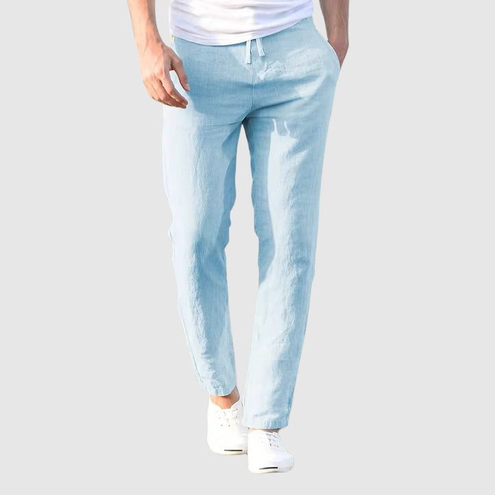 Lightweight men's relaxed fit trousers, perfect for summer comfort and versatile casual styling.