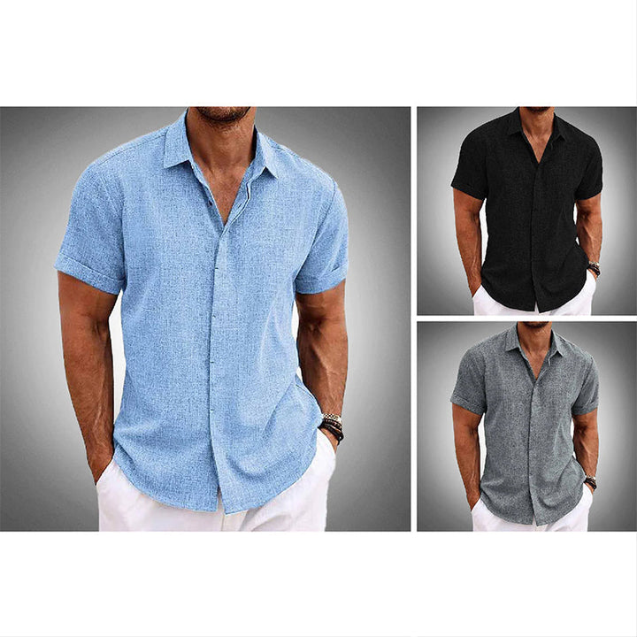 Cool short-sleeve men's shirt, wrinkle-resistant and perfect for comfortable everyday warm weather style.
