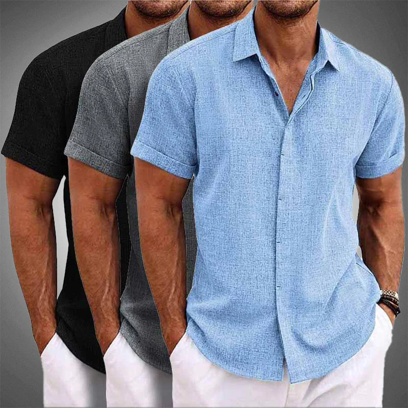 Casual men's short-sleeve shirt, comfortable, stylish & wrinkle-resistant for versatile summer fashion.