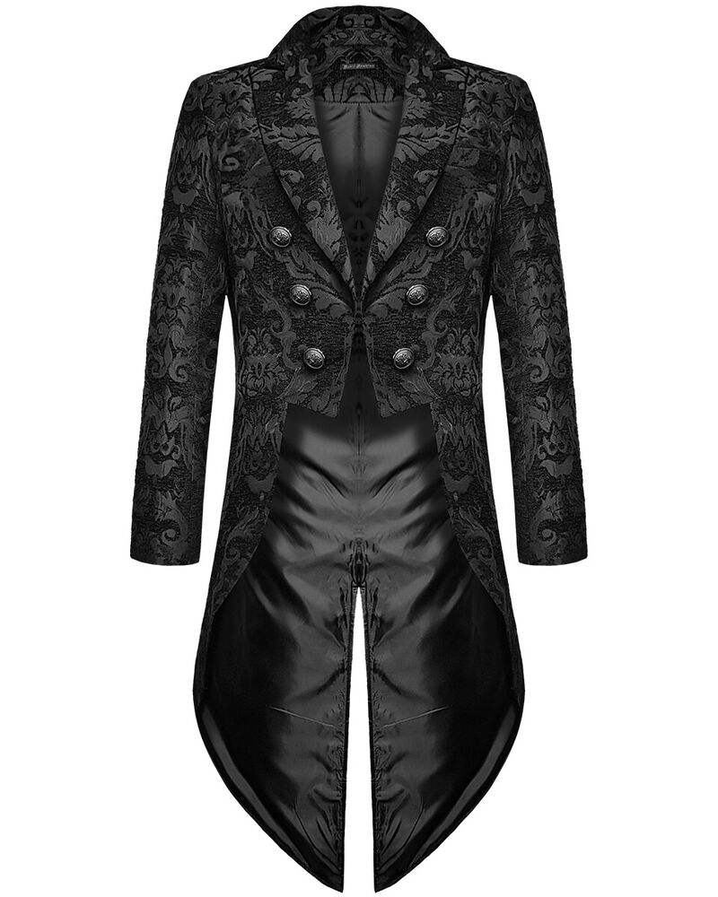 Men's elegant black gothic tailored jacket. Perfect for formal wear, themed parties & unique fashion statements.