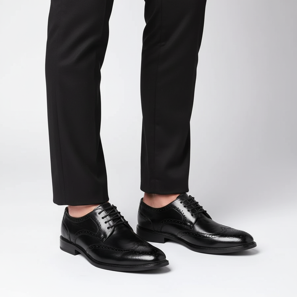 Classic men's brown leather dress shoes with laces, ideal for sophisticated business attire.