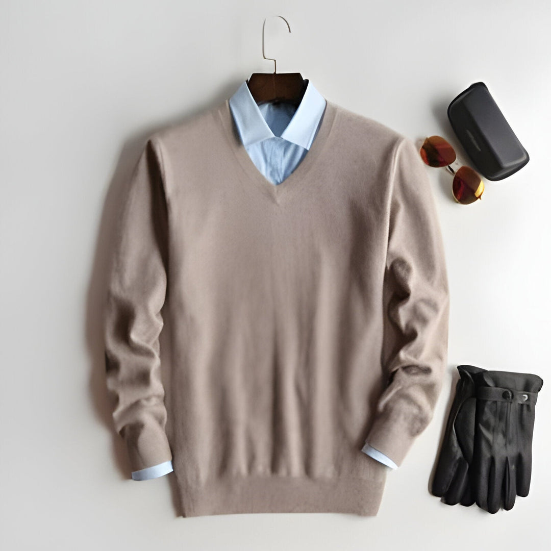 Comfortable men's cashmere pullover, a stylish choice for fall fashion and warmth.