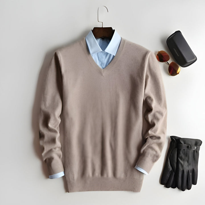 Comfortable men's cashmere pullover, a stylish choice for fall fashion and warmth.