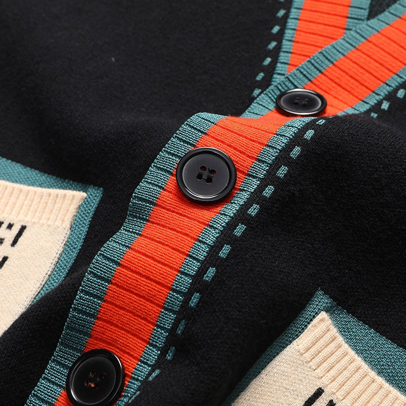 Versatile men's contrast trim cardigan for fall & winter. Blends modern elegance with casual wear.