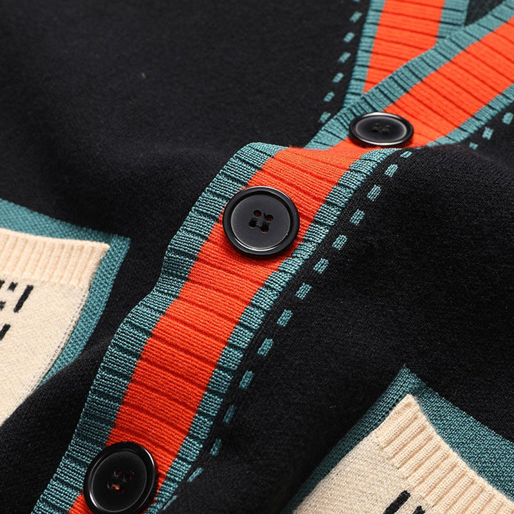 Versatile men's contrast trim cardigan for fall & winter. Blends modern elegance with casual wear.