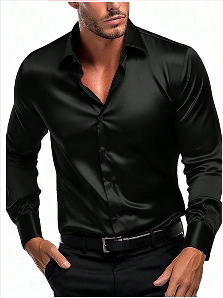Stylish men's long sleeve dress shirt. Elegant Italian collar formal wear, sophisticated for business attire.