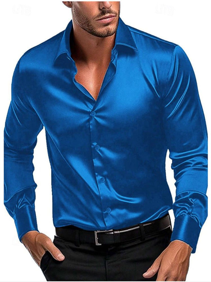 Men's sophisticated long sleeve dress shirt with an elegant Italian collar. Essential for formal business fashion.