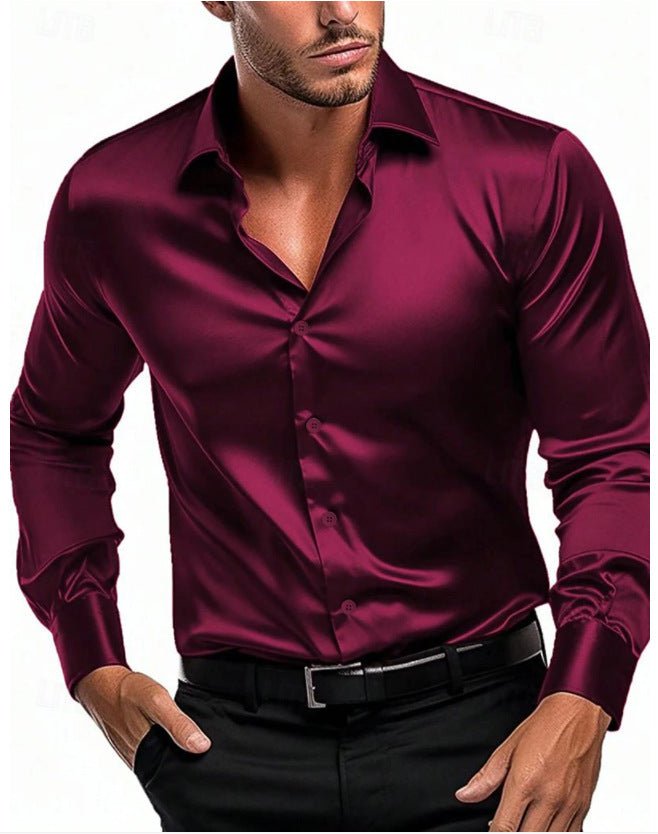 Versatile men's elegant long sleeve dress shirt with Italian collar, suitable for formal and sophisticated business.