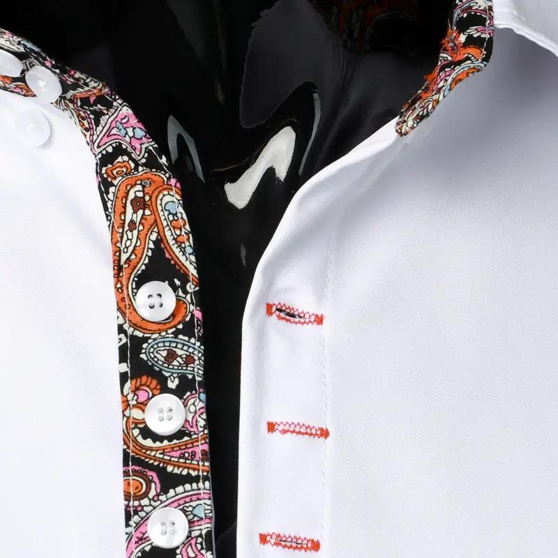 Stylish men's dress shirt, slim fit, elegant collar design, long sleeve, perfect for formal and party events.