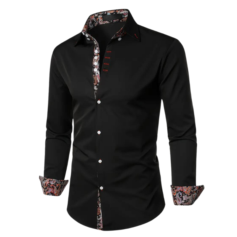 Sophisticated men's slim fit party shirt, long sleeve, elegant design, ideal for formal and casual elegant events.