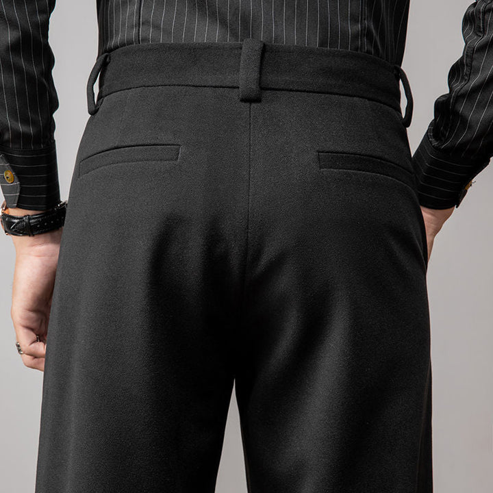 Men's pleated trousers bundle, wrinkle-resistant khaki, gray, black options for formal & casual.