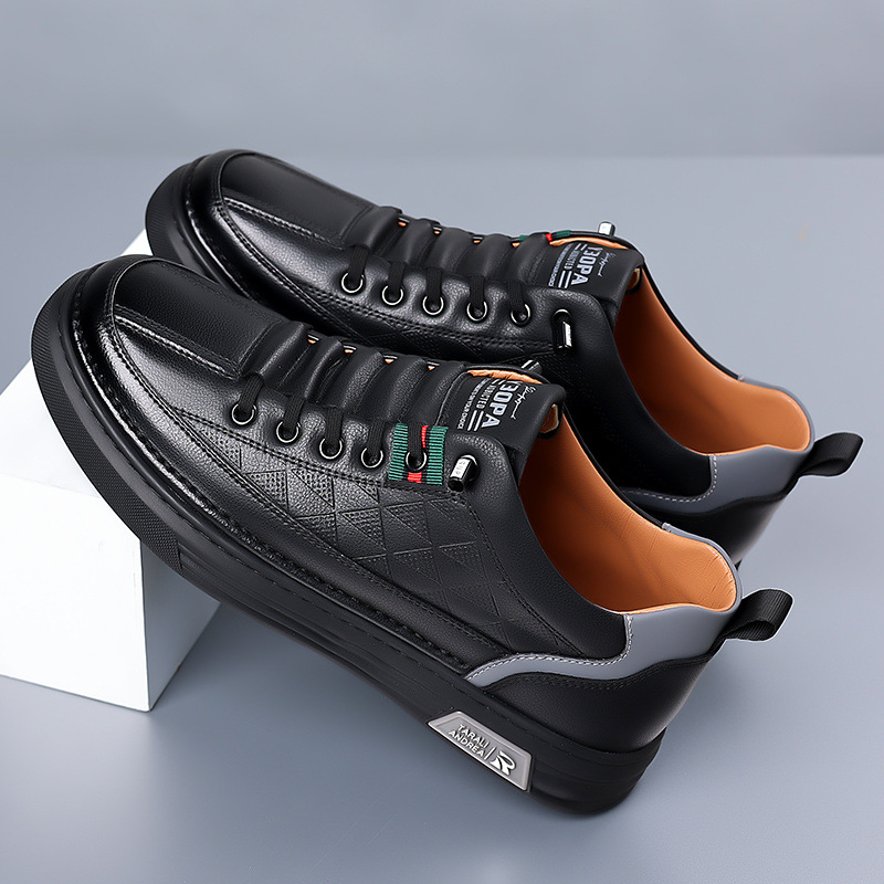 Cushioned men's casual sneakers, distinctive geometric pattern for comfortable everyday elegance.