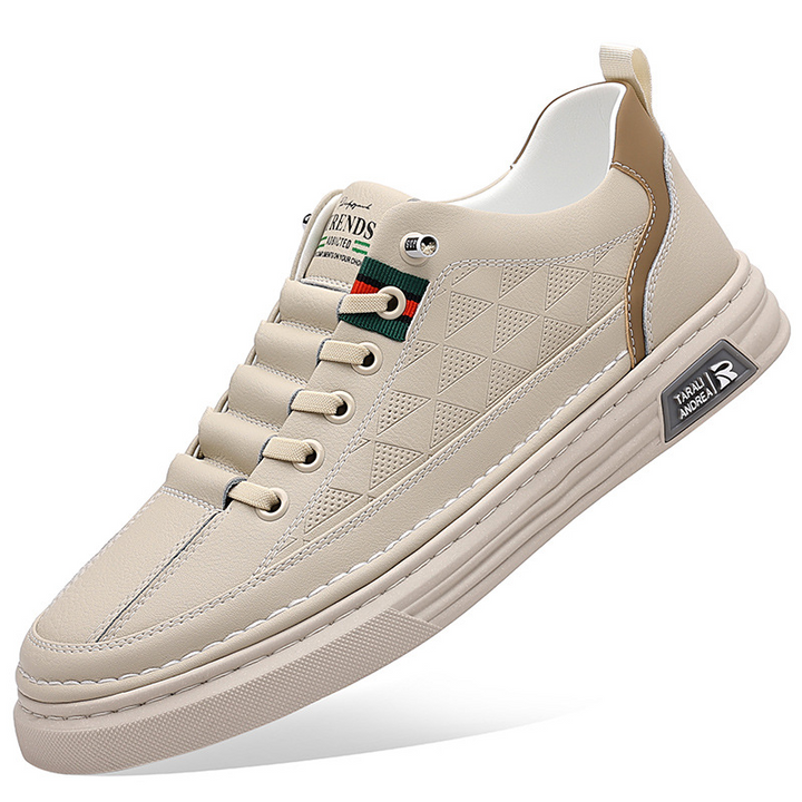 Distinctive men's everyday sneakers, geometric pattern, offering elegant comfort for casual outings.