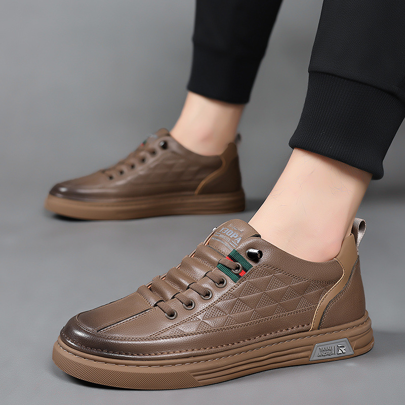 Fashionable men's sneakers featuring a unique geometric pattern, adding elegance to everyday style.
