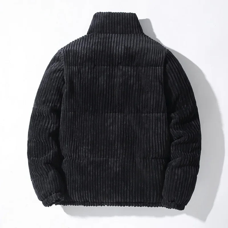 Functional and stylish men's puffer jacket, elevated design offering cozy winter outerwear.