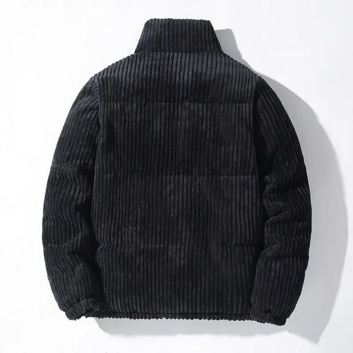 Functional and stylish men's puffer jacket, elevated design offering cozy winter outerwear.