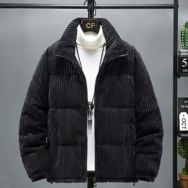 Stylish men's quilted puffer jacket, perfect for versatile outerwear and cozy warmth.