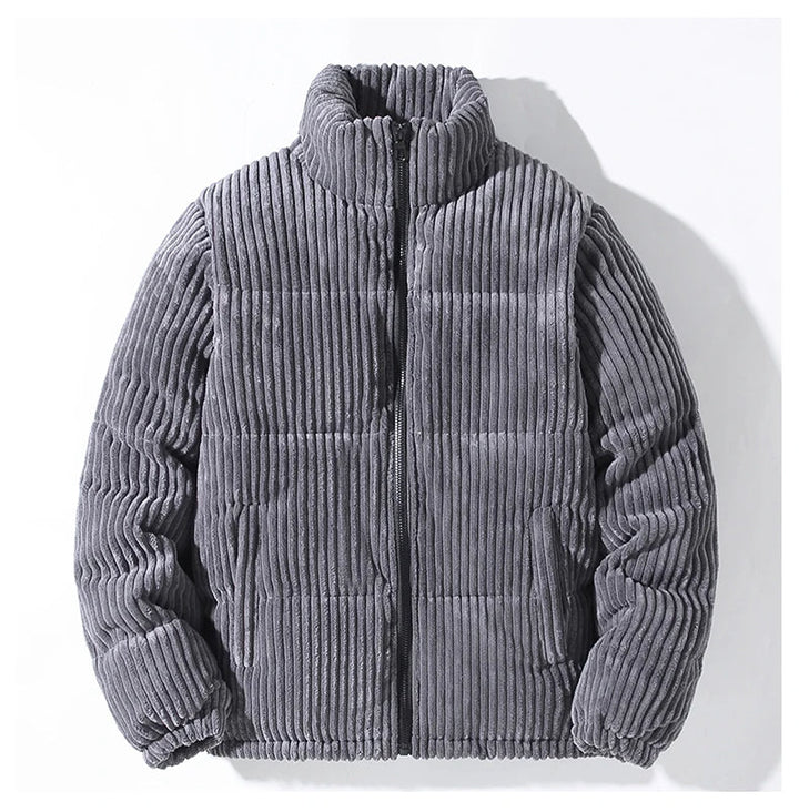 Navy elevated puffer jacket for men, featuring a quilted design for cozy and functional outerwear.