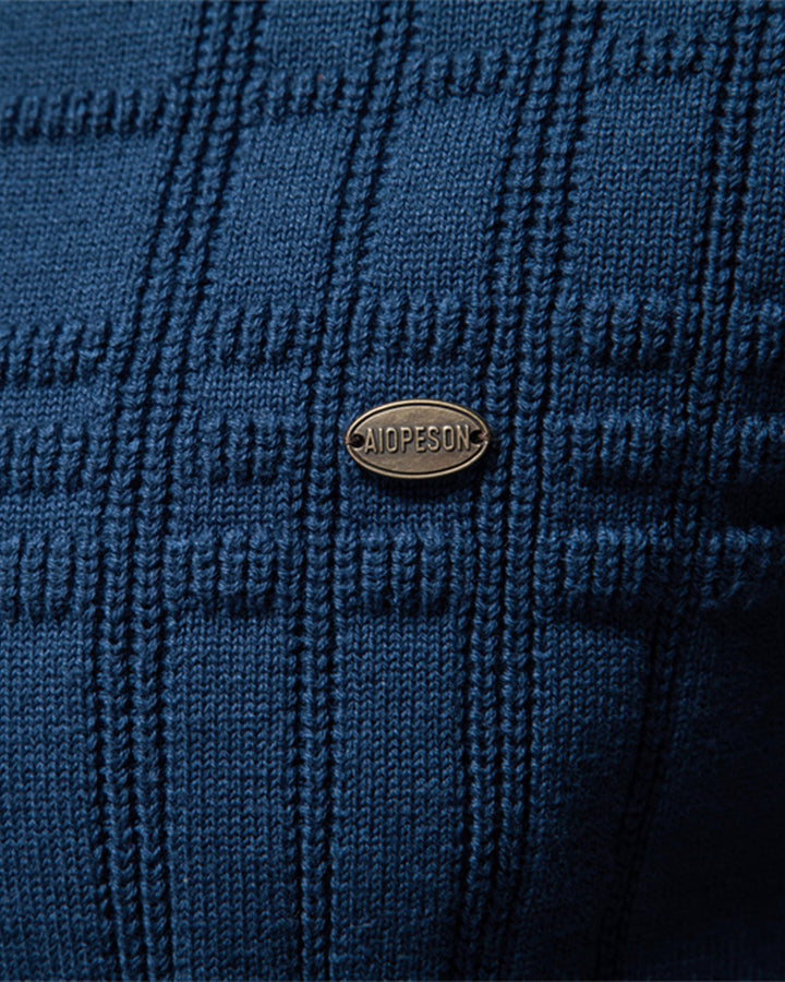 Classic men's crewneck sweater with a modern textured knit, suitable for casual wear.