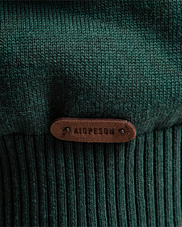 Men's knit crew sweater showing the distinct texture, perfect for versatile outfits.