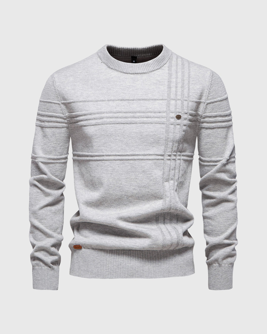 Men's cozy textured crew sweater, ideal for casual layering & comfortable everyday style.