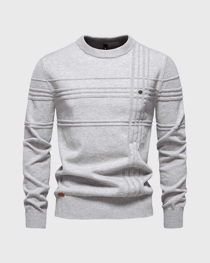 Men's cozy textured crew sweater, ideal for casual layering & comfortable everyday style.