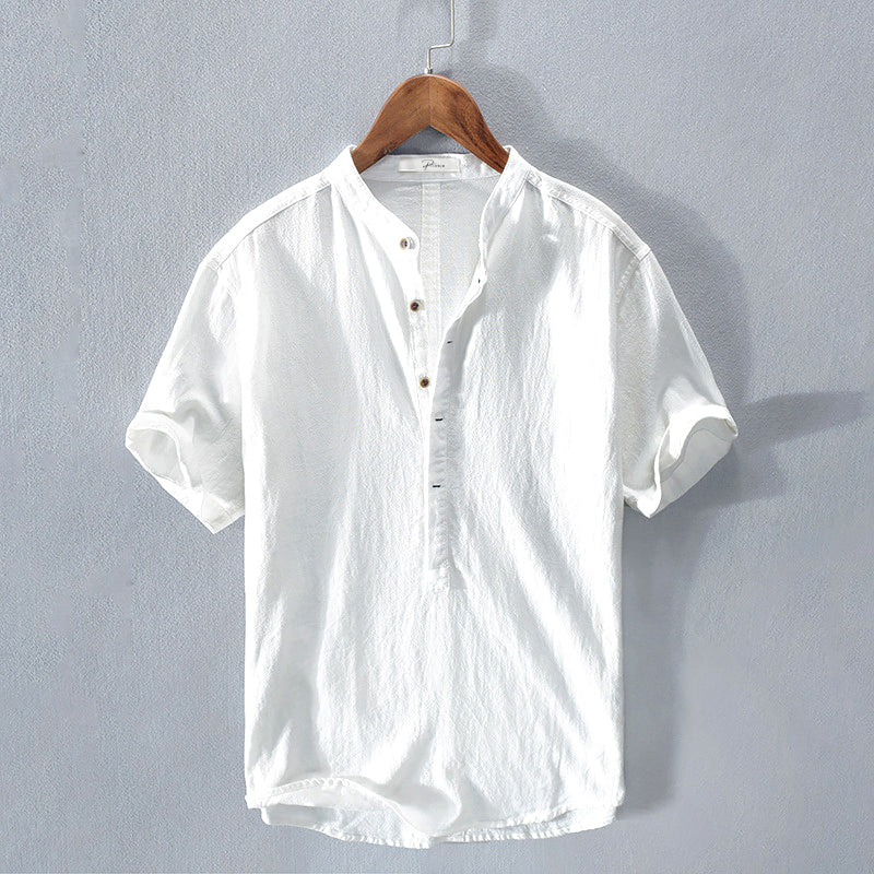 Folded Elias summer shirt for men, highlighting its lightweight and breathable cotton blend material.