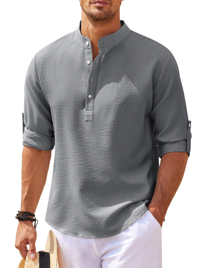 Versatile men's casual long-sleeve shirt, blending urban style with everyday comfort and modern fashion.