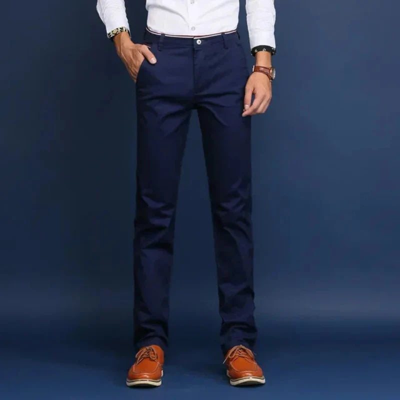 Men's stretch slim fit dress pants. Wrinkle-resistant tailored trousers for professional & comfortable wear.