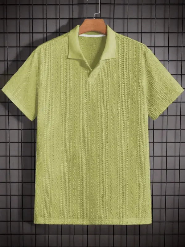Stylish men's Elora short sleeve textured knit polo shirt, ideal for comfortable and modern everyday wear.