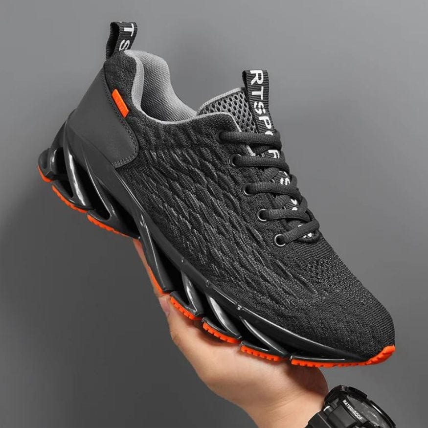 Front view of Men's DynamicMotion Elric sneakers, highlighting breathable upper for comfortable running & everyday active use.