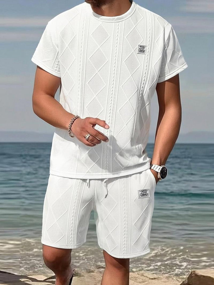 Modern men's top with an embossed leather pattern, offering a stylish streetwear aesthetic and unique look.