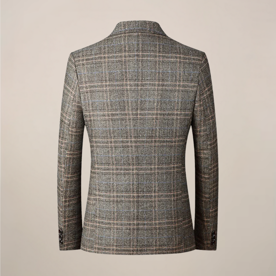 Stylish men's embroidered blazer, slim fit, one-button closure. Perfect for smart casual or formal occasions.