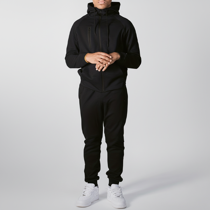 Men's casual outfit featuring Eric zip-up hoodie and comfortable pants, a versatile 2-piece set