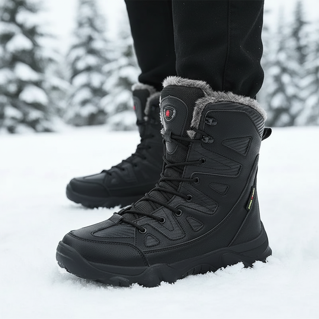 Men's Erwin waterproof insulated winter boots, black, suitable for snow and cold weather