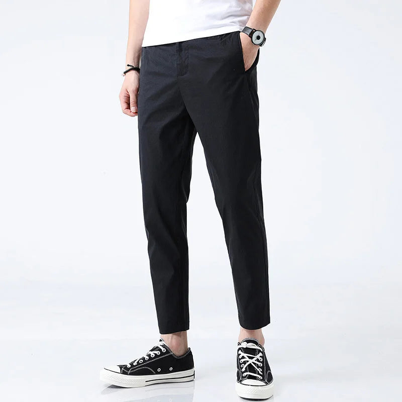 Stylish men's straight fit chinos, ankle length cotton pants. Ideal for men's fashion, casual to semi-formal wear.