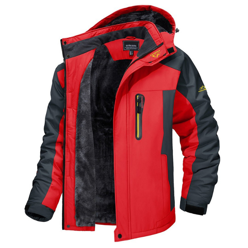Men's warm expedition coat, ideal for hiking, snow & extreme cold weather. Weatherproof outdoor jacket for adventure gear.