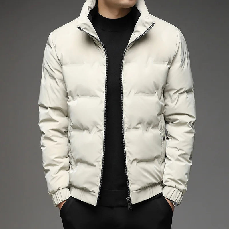 Black Men's Everest Puffer Jacket. Versatile, warm winter coat for casual wear & cold protection.