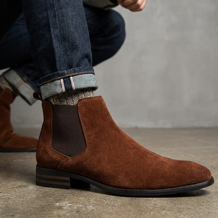 Men's everyday comfort brown Chelsea boots, perfect for stylish city or casual wear.